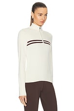 Sporty & Rich Minimal Quarter Zip Jacket in Cream, view 2, click to view large image.