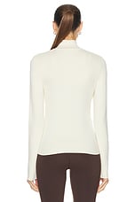 Sporty & Rich Minimal Quarter Zip Jacket in Cream, view 3, click to view large image.