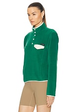 Sporty & Rich Buttoned Polar Sweatshirt in Green & Cream, view 3, click to view large image.