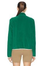 Sporty & Rich Buttoned Polar Sweatshirt in Green & Cream, view 4, click to view large image.