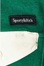 Sporty & Rich Buttoned Polar Sweatshirt in Green & Cream, view 6, click to view large image.
