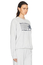 Sporty & Rich Starter Crewneck Sweatshirt in Heather Grey & Navy, view 2, click to view large image.