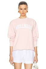 Sporty & Rich Wellness Ivy Crewneck Sweatshirt in Ballet & White, view 1, click to view large image.