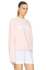 Sporty & Rich Wellness Ivy Crewneck Sweatshirt in Ballet & White, view 2, click to view large image.