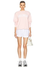 Sporty & Rich Wellness Ivy Crewneck Sweatshirt in Ballet & White, view 4, click to view large image.