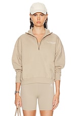 Sporty & Rich Athletic Club Quarter Zip Sweatshirt in Elephant & White, view 1, click to view large image.