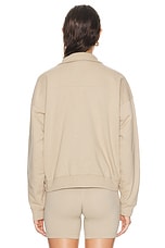 Sporty & Rich Athletic Club Quarter Zip Sweatshirt in Elephant & White, view 3, click to view large image.
