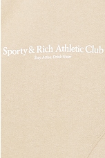 Sporty & Rich Athletic Club Quarter Zip Sweatshirt in Elephant & White, view 5, click to view large image.