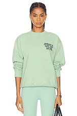 Sporty & Rich USA Health Club Crewneck Sweatshirt in Thyme & Navy, view 1, click to view large image.