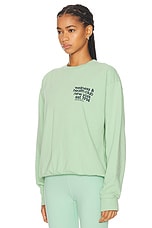 Sporty & Rich USA Health Club Crewneck Sweatshirt in Thyme & Navy, view 3, click to view large image.