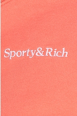 Sporty & Rich Serif Logo Embroidered Cropped Crewneck Sweatshirt in Dip Dye Pink & White, view 6, click to view large image.