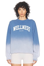 Sporty & Rich Wellness Ivy Crewneck Sweatshirt in Dip Dye Blue & White, view 1, click to view large image.
