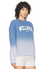 Sporty & Rich Wellness Ivy Crewneck Sweatshirt in Dip Dye Blue & White, view 2, click to view large image.