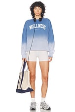 Sporty & Rich Wellness Ivy Crewneck Sweatshirt in Dip Dye Blue & White, view 4, click to view large image.