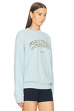 Sporty & Rich Wellness Ivy Crewneck Sweatshirt in China Blue, Almond, & Navy, view 2, click to view large image.