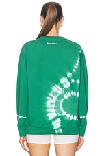 Sporty & Rich Wellness Club Flocked Crewneck Sweatshirt in Gemstone Tie Dye & White, view 3, click to view large image.