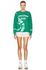 Sporty & Rich Wellness Club Flocked Crewneck Sweatshirt in Gemstone Tie Dye & White, view 4, click to view large image.