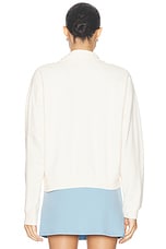 Sporty & Rich Emblem Quarter Zip Sweatshirt in Coconut & Sky Blue, view 4, click to view large image.