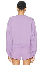 Sporty & Rich Wellness Ivy Cropped Crewneck Sweatshirt in Violet & White, view 3, click to view large image.