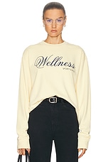 Sporty & Rich Carlyle Crewneck Sweatshirt in Almond & Navy, view 1, click to view large image.