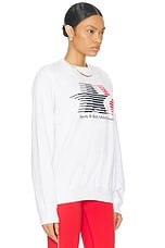 Sporty & Rich Athletic Society Crewneck Sweater in White, view 2, click to view large image.