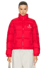 Sporty & Rich Vendome Puffer Jacket in Sports Red & Cream, view 1, click to view large image.