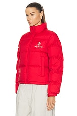 Sporty & Rich Vendome Puffer Jacket in Sports Red & Cream, view 3, click to view large image.