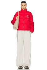 Sporty & Rich Vendome Puffer Jacket in Sports Red & Cream, view 5, click to view large image.