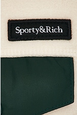 Sporty & Rich Zipped Polar Vest in Cream & Forest, view 7, click to view large image.