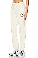 Sporty & Rich Net Sweatpant in Cream & Navy, view 3, click to view large image.