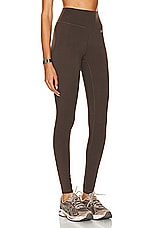 Sporty & Rich Runner Script High Waisted Legging in Chocolate, view 2, click to view large image.