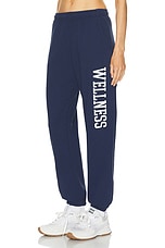 Sporty & Rich Wellness Ivy Sweatpant in Navy & White, view 3, click to view large image.