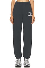 Sporty & Rich Varsity Crest Sweatpant in Black & White, view 1, click to view large image.