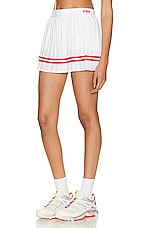 Sporty & Rich Prince Sporty Pleated Skirt in White & Red, view 3, click to view large image.