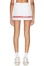 Sporty & Rich Prince Sporty Pleated Skirt in White & Red, view 4, click to view large image.