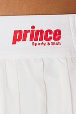 Sporty & Rich Prince Sporty Pleated Skirt in White & Red, view 6, click to view large image.