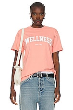 Sporty & Rich Wellness Ivy T-shirt in Salmon & White, view 1, click to view large image.