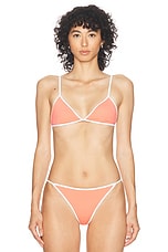 Sporty & Rich Kate Bikini Top in Cotton Candy & White, view 1, click to view large image.