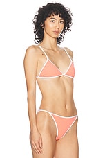 Sporty & Rich Kate Bikini Top in Cotton Candy & White, view 2, click to view large image.
