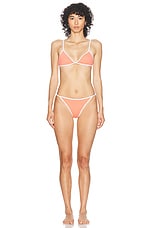 Sporty & Rich Kate Bikini Bottom in Cotton Candy & White, view 4, click to view large image.