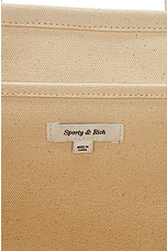 Sporty & Rich Crown Logo Embroidered Two Tone Tote Bag in Natural & Verde, view 5, click to view large image.
