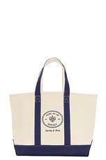 Sporty & Rich Eden Crest Tote Bag in Natural, view 1, click to view large image.