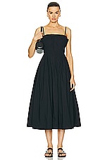 Staud Midi Bella Dress in Black, view 1, click to view large image.