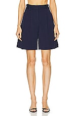 Staud Long Luisa Short in Navy, view 1, click to view large image.