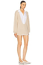 Staud Pietro Sweater in Camel & White, view 2, click to view large image.