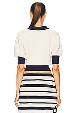 Staud Altea Sweater in Ivory & Navy, view 3, click to view large image.