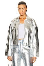 Staud Lennox Jacket in Silver, view 1, click to view large image.