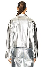 Staud Lennox Jacket in Silver, view 3, click to view large image.