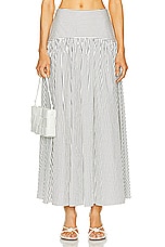Staud Procida Skirt in Ivory Micro Stripe, view 1, click to view large image.