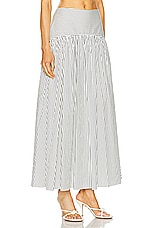 Staud Procida Skirt in Ivory Micro Stripe, view 2, click to view large image.